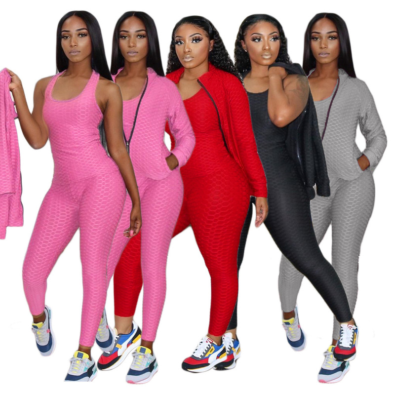 Cn0051 Cross-Border E-Commerce Hot Selling Autumn and Winter Women's Sports Three-Piece Set Sexy Home Weight Loss Buttocks Yoga Clothes Cn0051 Cross-Border E-Commerce Hot Selling Autumn and Winter Women's Sports Three-Piece Set Sexy Home Weight Loss Buttocks Yoga Clothes