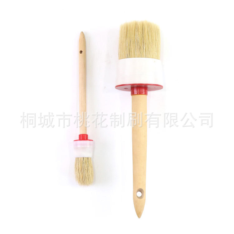 源头厂家汽车清洁刷木柄猪鬃毛刷油漆刷洗车细节空调猪毛圆头刷子
