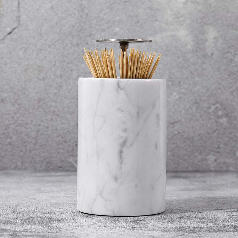 Marble Toothpick Holder Creative Household Cotton Swab Box Living Room Decorations Nordic Villa Model Room Decoration Toothpick Jar