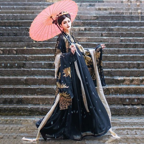 Hanfu adult men and women Cross neck, waist and chest level, xianqiguo gilded big sleeve shirt CP three piece set