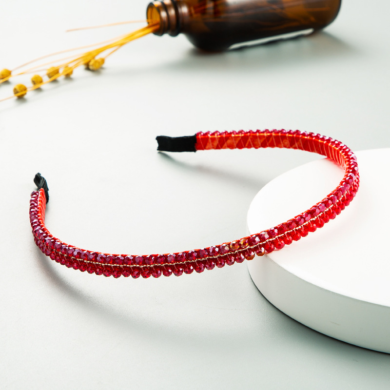 Korea New Crystal Korean Fashion Color Rice Beads Thin Handmade Headband For Women display picture 8