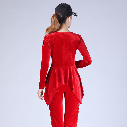 Forest Knight No No Fruit Jitterbug Top New Gold Velvet Diamond Dance Wear Latin Dance Practice Suit for Women