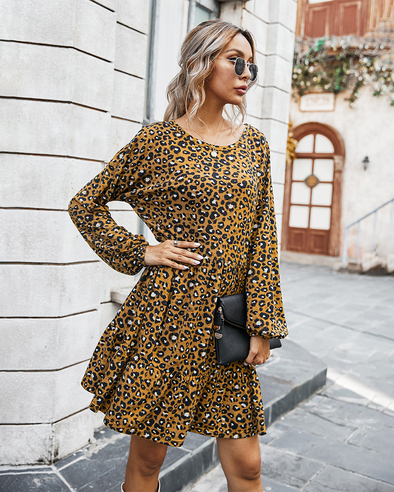 nueva tienda de otoño para mujer vestido sexy con estampado de leopardo estilo caliente VENTA AL POR MAYOR NSKA276