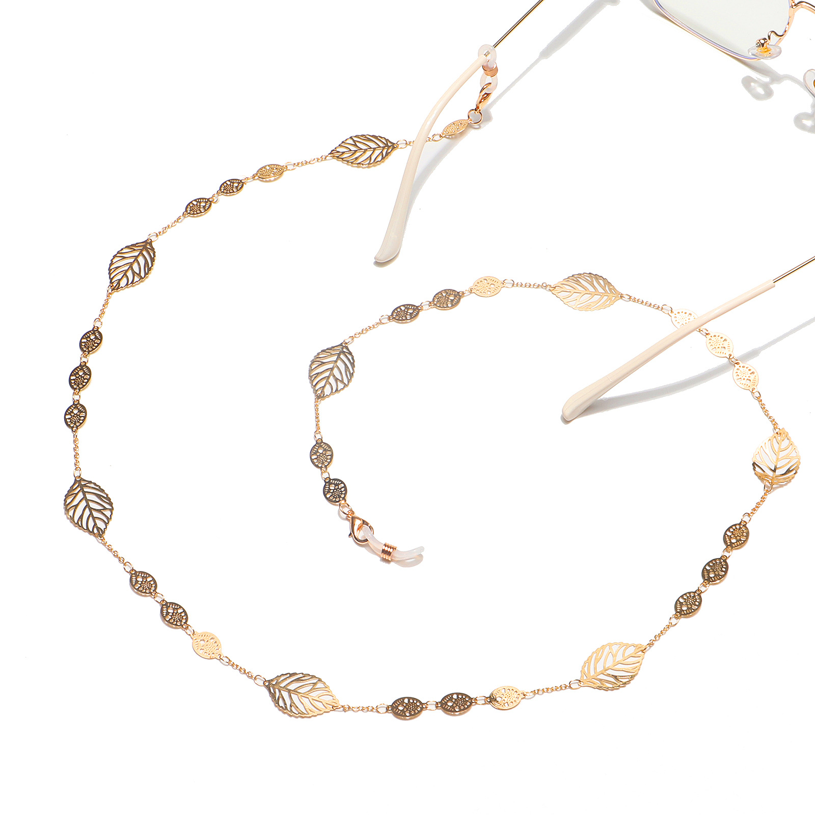 18g Weight Metal Material Gold, Silver Color Golden Hollow Leaves Hand Chain 3