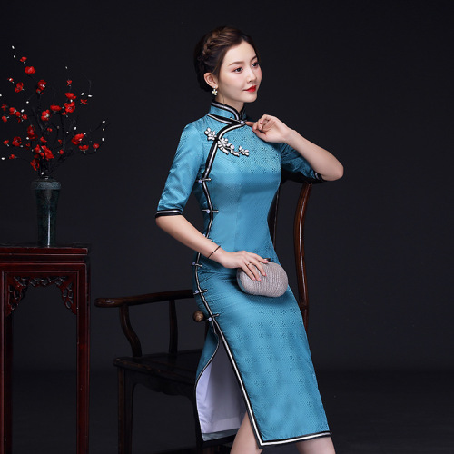 Traditional Chinese Dress Qipao Dresses for Women Real show cheongsam large size long cheongsam dress