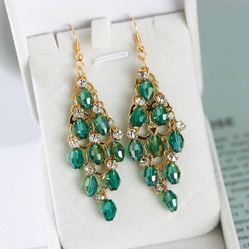Simple New Multi-layer Hollow Geometric Crystal Earrings Wholesale display picture 4