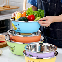 304不锈钢彩色套装盆卡通水果盆 加厚蔬菜盆大容量调料盆接定制