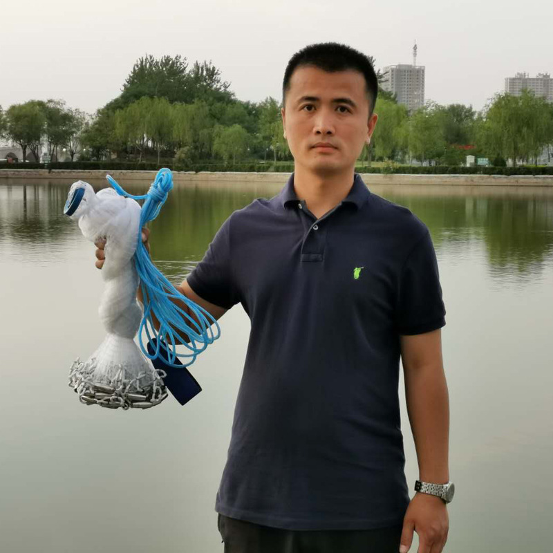 Red de lanzamiento de mano libre de anillo de estilo americano Red de lanzamiento fácil Red de pesca Línea de monofilamento Red de pesca libre de anillo americano