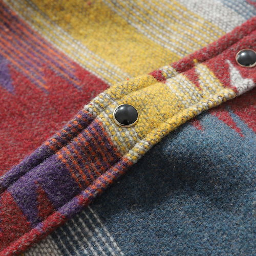 Autumn/Winter Retro Ethnic Style Long-Sleeve Shirt for Men Streetwear Loose OVERSIZE Outerwear Wool Felt Thick Linen Shirt