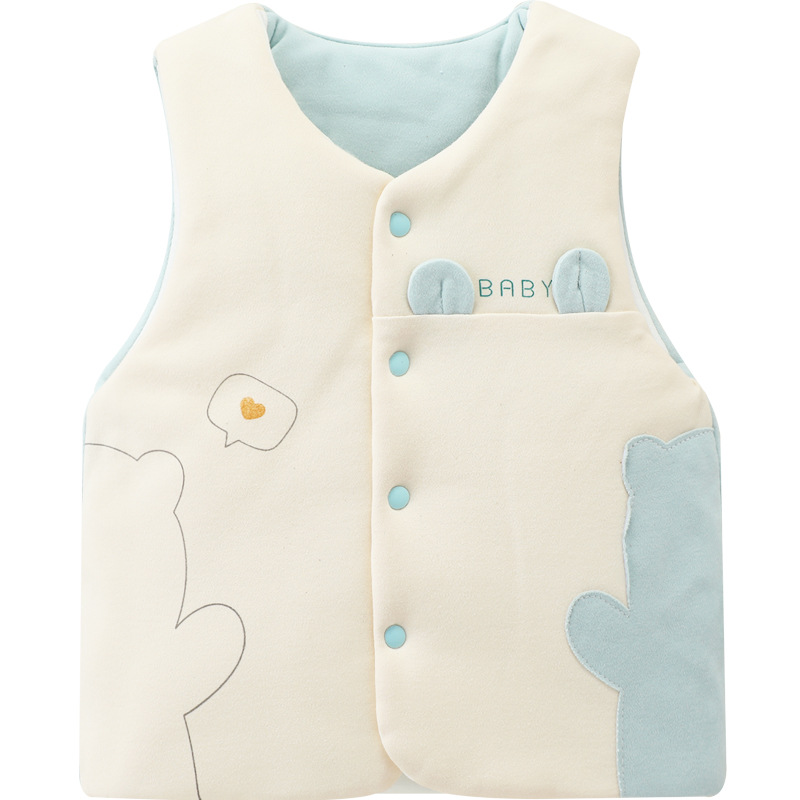 Baby vest autumn and winter cotton thickened baby spring and autumn cotton outside to wear 0-1 years old male and female children warm vest