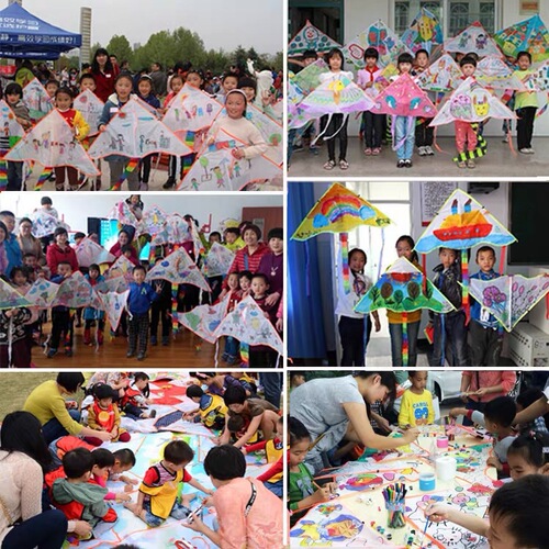 Blank diy kite children's cartoon hand-painted painting teaching materials coloring triangle breeze kite wholesale