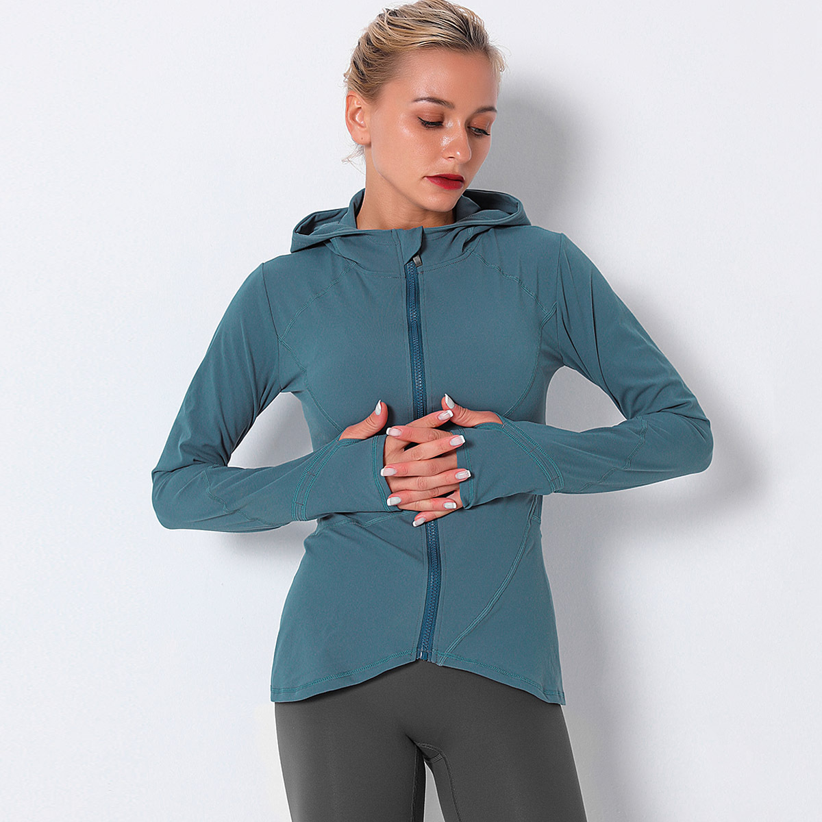 fall/winter zipper quick-drying fitness long sleeves yoga top  NSNS10663