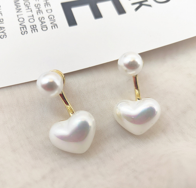 Simple Pearl Heart-shaped Earrings Fashion Alloy Earrings display picture 6