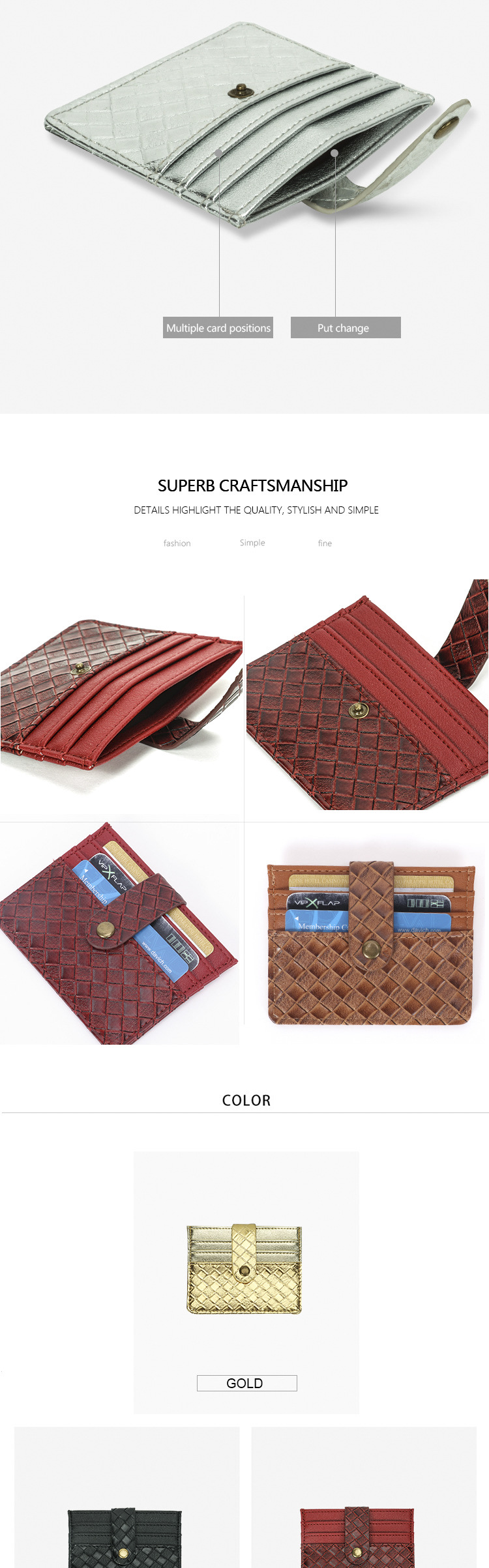 Korean Fashion Simple Multi-card Slot Short Card Holder Woven Pattern Coin Purse Mini Card Holder Girl's Wallet Summer New display picture 2