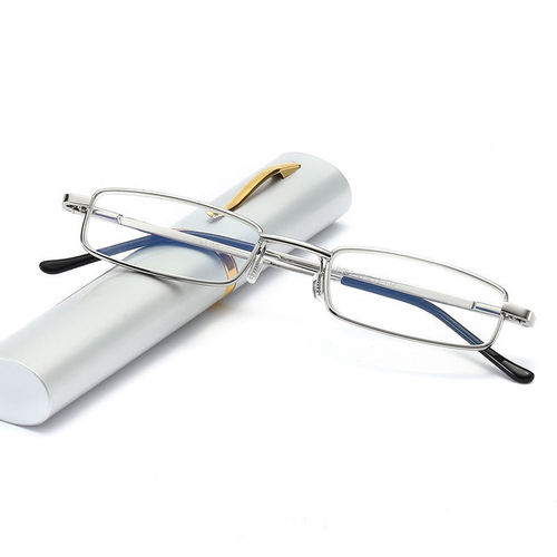 Mini fashionable aluminum alloy box reading glasses resin lens portable pen holder ultra small reading glasses