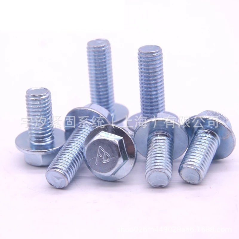 M10X16~80碳钢8.8级镀锌Q1821030汽车标准六角法兰面螺栓凸缘螺丝
