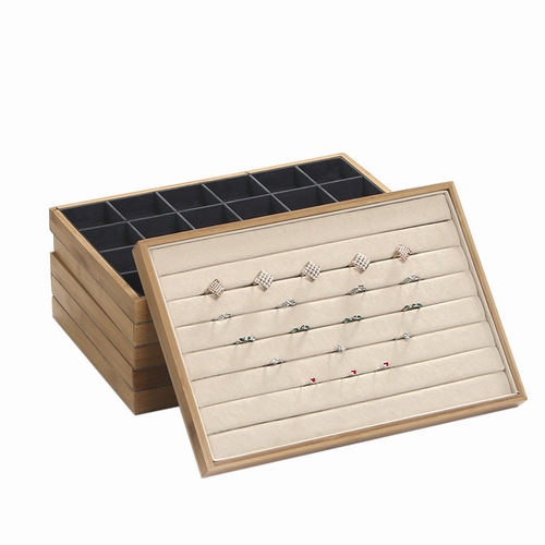 Display and Storage Box for Bamboo and Wood Jewelry, Including Rings, Necklaces, Pendants, Bracelets, Earrings, and Accessories Showcases