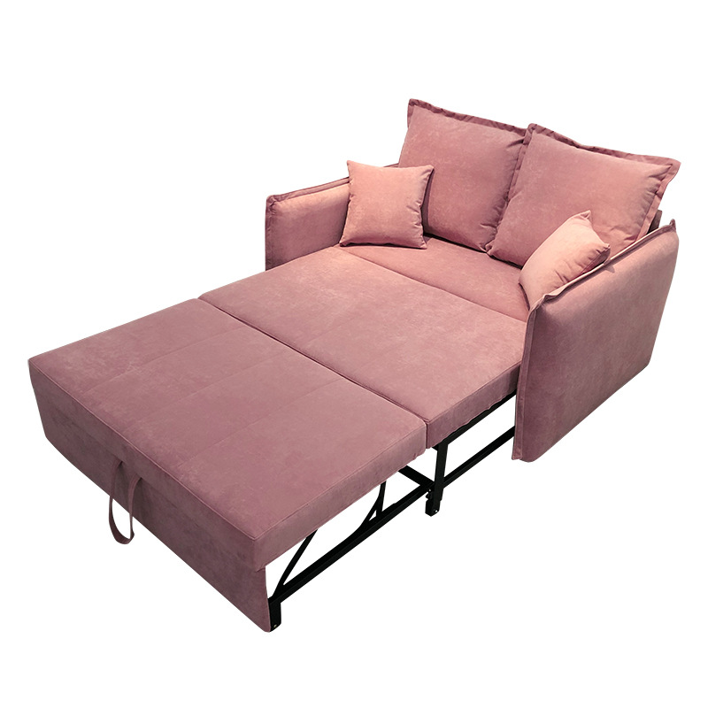 Sofá cama multifuncional plegable tecnología rosa tela de peluche tres extracciones cama invisible apartamento estilo in