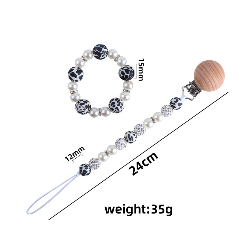 Nuevo bebé haya chupete clip bebé creativo leopardo perlas de gel mordedor gel pulsera chupete cadena anti-cadena