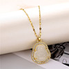 Glossy necklace stainless steel, pendant, zirconium, accessory