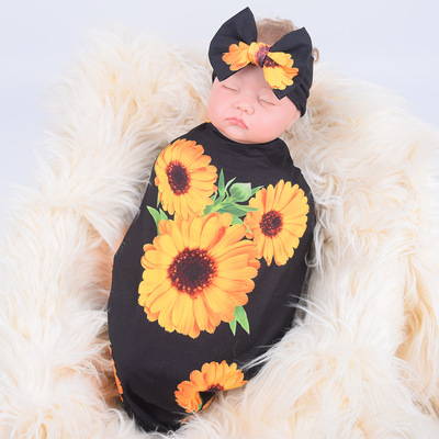 children Hair band Blankets suit Baby wrapped blanket baby swaddle Sun flower baby Cuddle