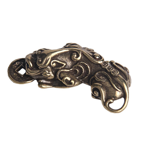Pure brass exquisite money-biting Pixiu keychain pendant auspiciousness and wealth solid Pixiu luggage pendant
