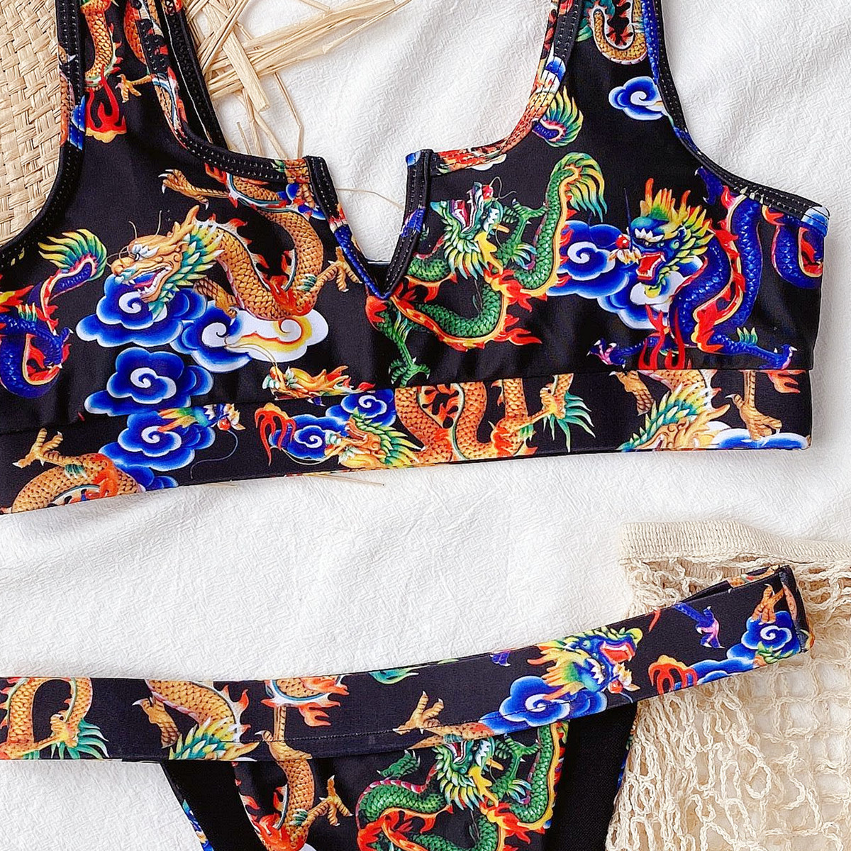 new hot style ladies swimwear bikini dragon print swimsuit wholesale  NHDA78
