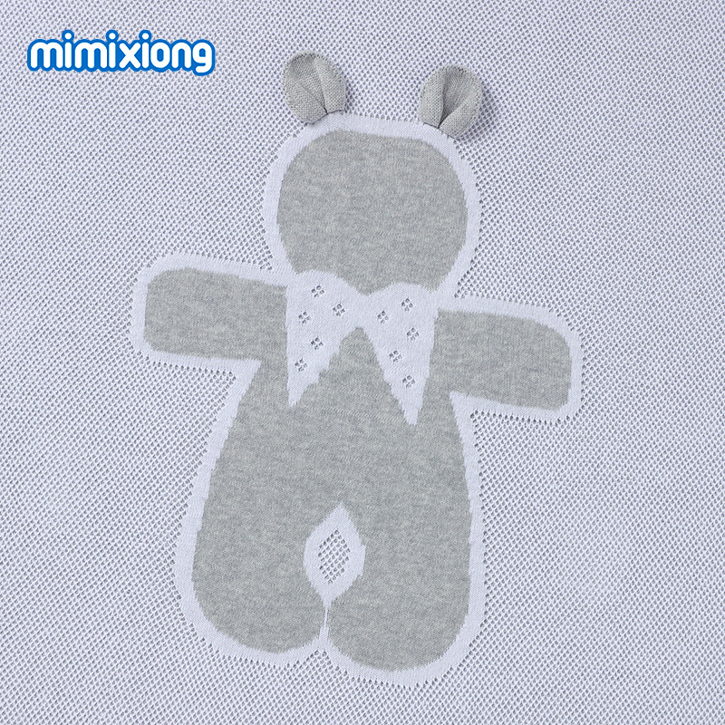 ins热卖春夏卡通立体小熊毛毯婴儿针织盖毯