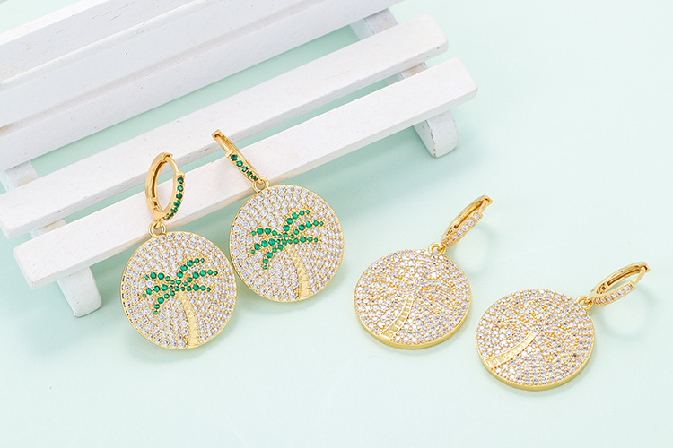 Earrings Classification Housewarming, Anniversary, Business, Wedding, Travel, Birthday, Festival Occasion Fashion Coconut Tree Full Diamond Copper Earrings