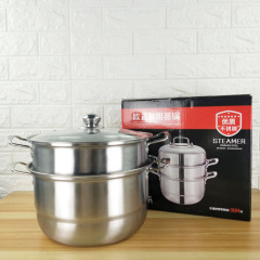 不鏽鋼禮品蒸鍋歐式雙層三層蒸鍋組合蓋玻璃蓋蒸鍋單層蒸鍋