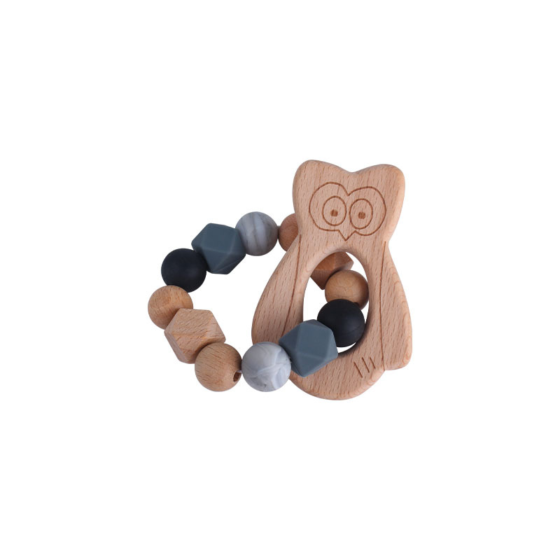 Bebé DIY creativo haya Animal de la historieta juguete mordedor pulsera nuevo gato cuentas silicona teether stick teether