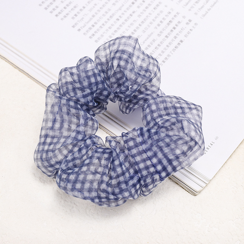 Mesh Plaid Hair Rope Large Intestine Hair Ring Ball Head Rubber Band Tie Hair Scrunchies Wholesale Nihaojewelry display picture 4