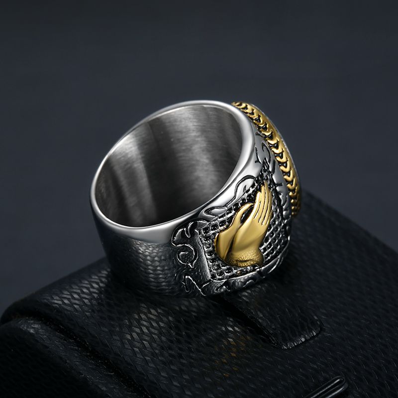 Men'S Gender 1 Piece Hip-hop Cross Titanium Steel Plating Men's Rings