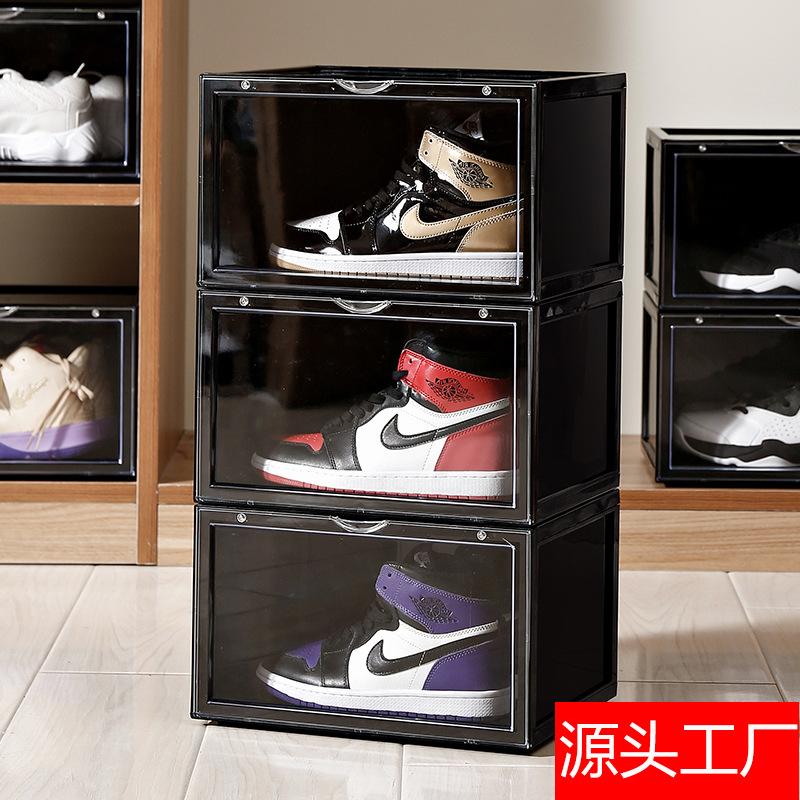 加厚aj鞋盒透明篮球鞋鞋盒收纳盒防尘PP翻盖塑料透明鞋盒工厂批发
