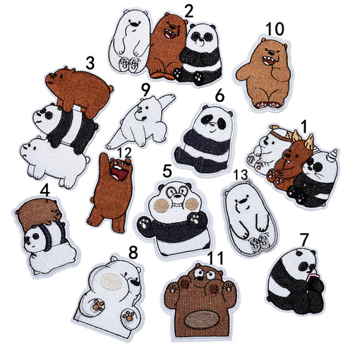 Cartoon Animal Cloth Patch Little Bear Panda White Bear Picture DIY Patch Clothing Bag Accessories Embroidery Cloth Patch