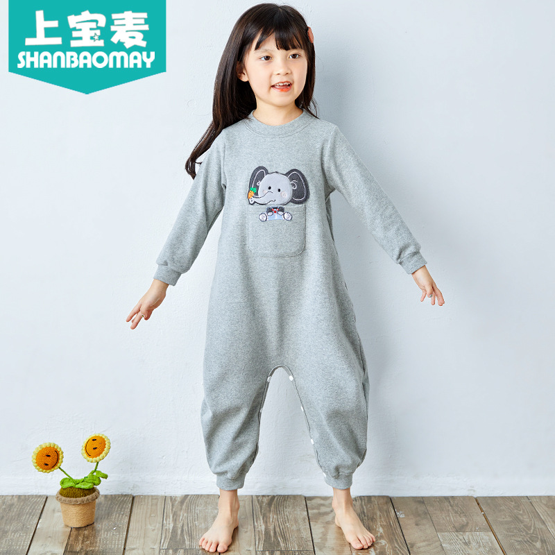 Shangbaomai Spring and Autumn New Children's One-piece Pajamas Cotton Thickened Baby Pajamas One-piece Animal One-piece Warm