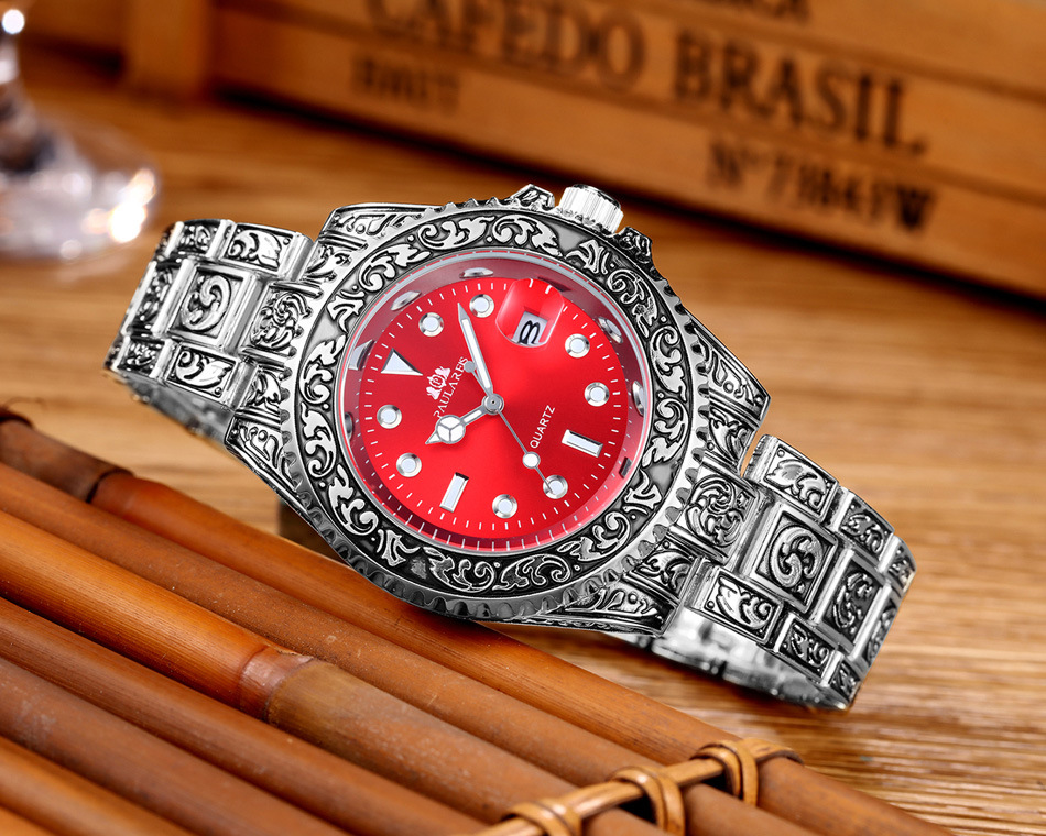 Montre homme à quartz sculptée avec calendrier fantôme d'eau lumineuse MONTRE À QUARTZ_voghion.com