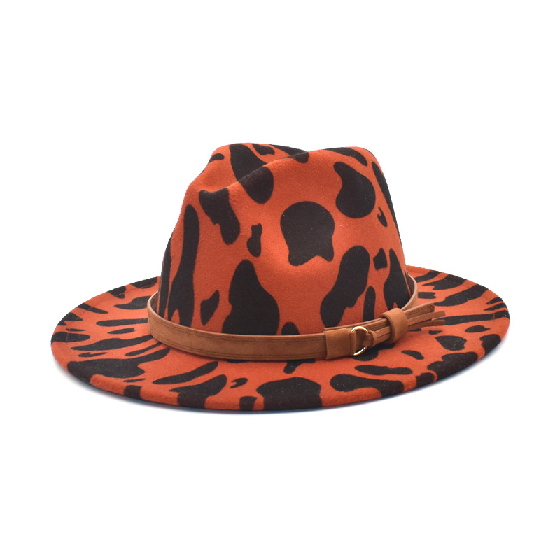 Unisex Fashion Cow Pattern Flat Eaves Fedora Hat display picture 1