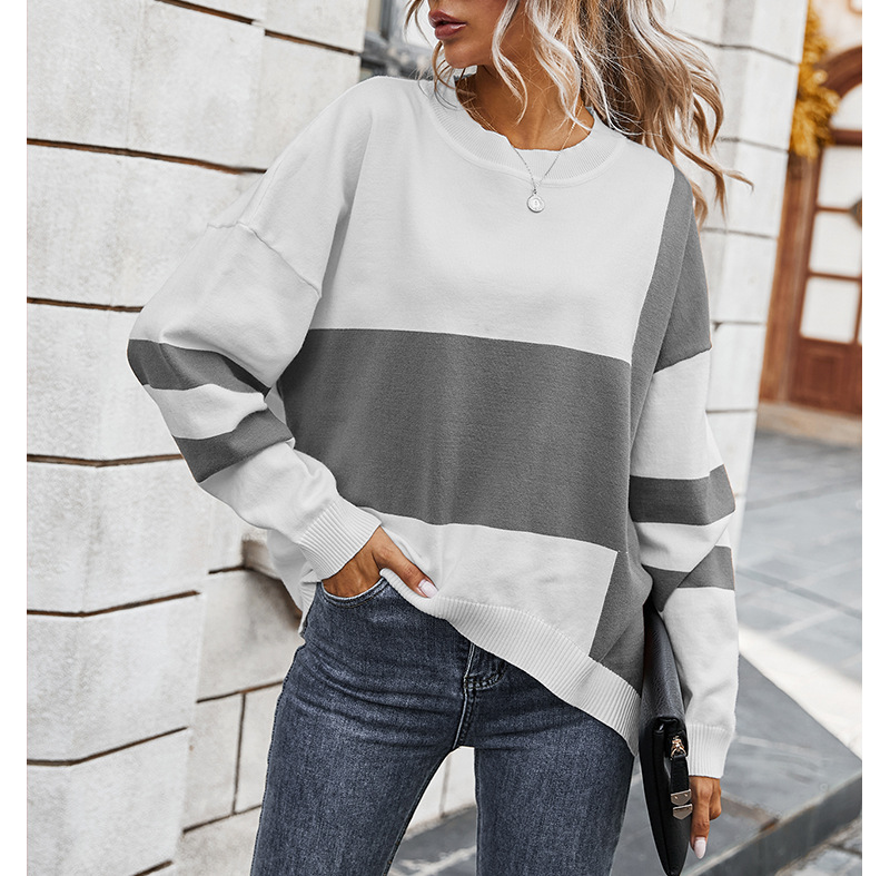 women s new autumn fashion contrast stitching sweater wholesale NSKA199