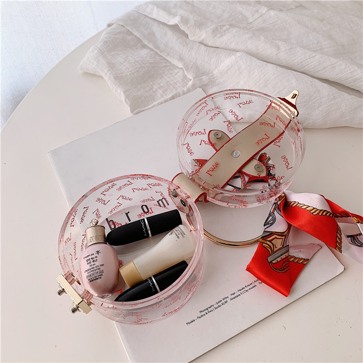 Fashion Transparent New Korean Fashion Silk Scarf All-match Retro Small Round Women's Handbag display picture 12