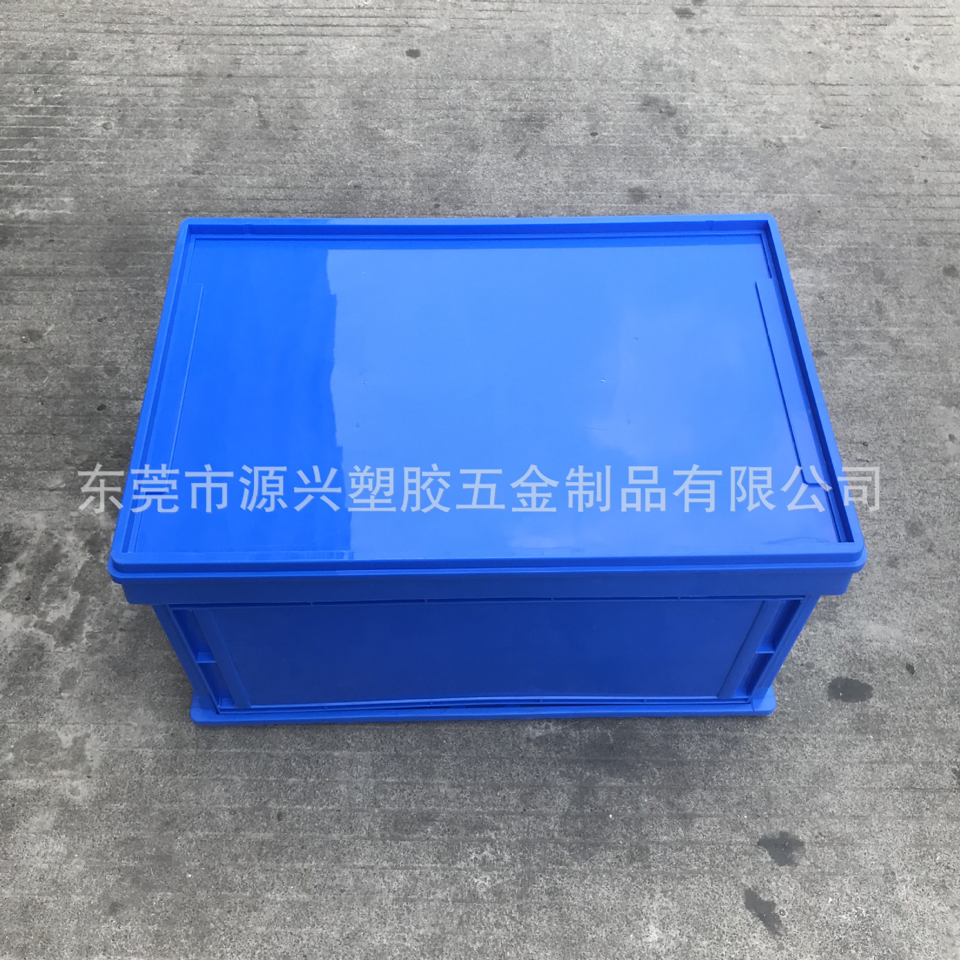 带盖塑料折叠箱节省空间回收周转箱蓝色胶框3002车间成品运输胶箱