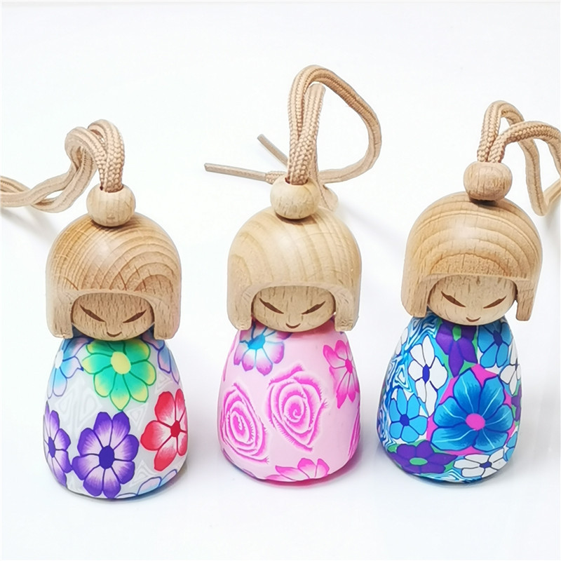 Fimo Perfume Car perfume Pendant Car perfume Bottle Petal Doll head Wood cover 10ml