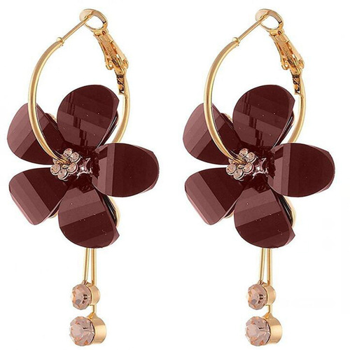 Korean version of 6 petals acrylic zircon tassels several earrings circle transparent earrings sunflower earrings 4 colors