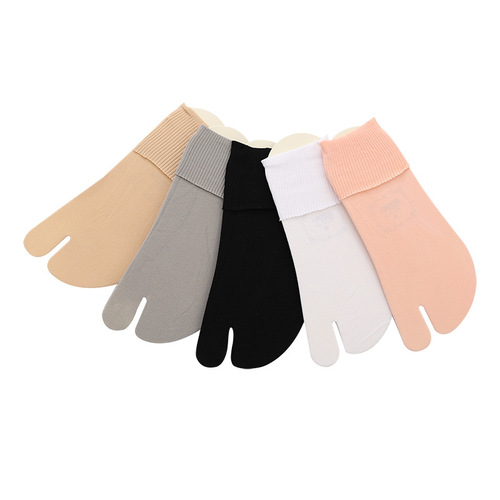 New men's and women's couple's two-toe socks velvet summer thin split-toe socks solid color women's mid-calf socks slipper socks