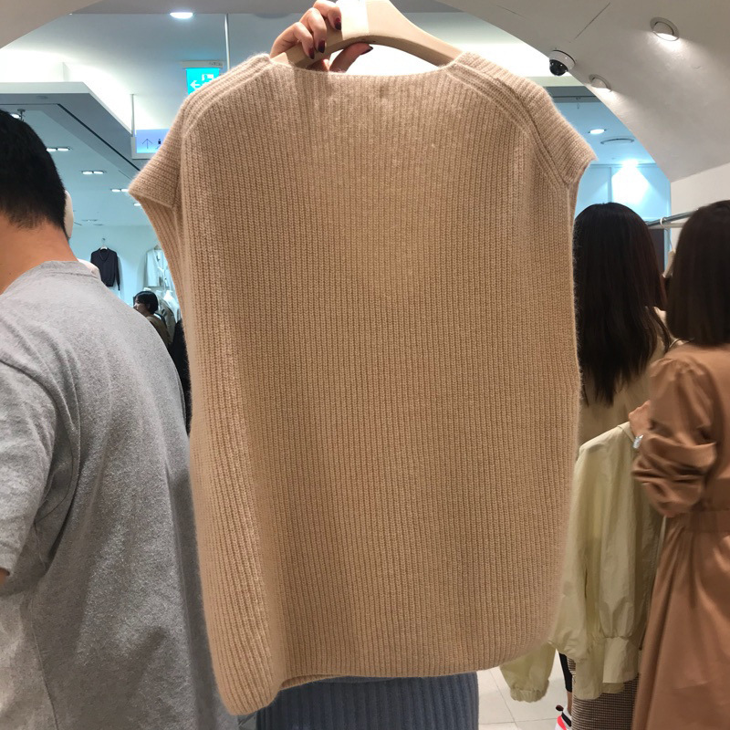 2020春秋版羊毛马甲女V领大码背心外穿宽松羊毛针织无袖坎肩|ms
