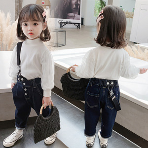 女童洋气秋装背带裤运动裤子春秋款2020新款洋气韩版潮儿童牛仔裤