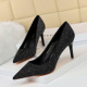 18188-A5 European and American fashion show thin thin heel super high heel shallow mouth pointed sexy nightclub high heel shoes women's single shoes