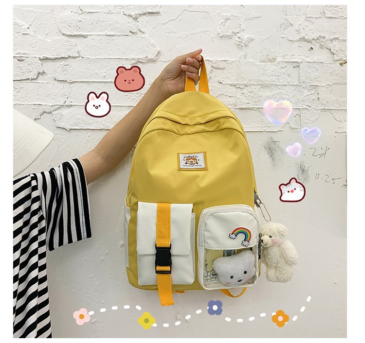 Korean Student Hit Color Backpack Soft School Bag display picture 29