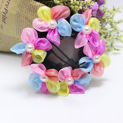 New children's flower elastic hair net with drawstring, for little princess ballerina hairdo, dance headwear hair accessories wholesale