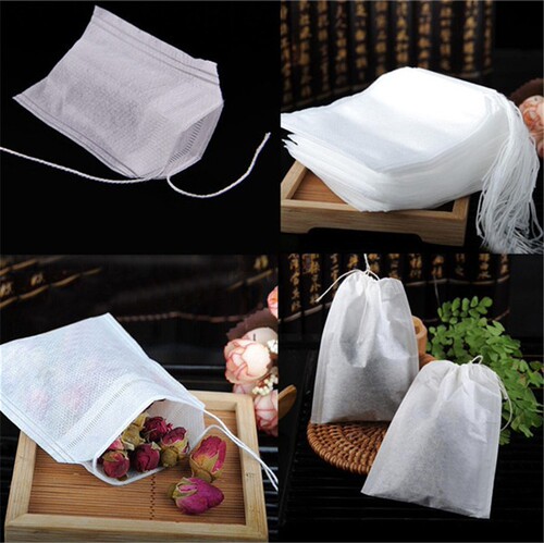 100pc 6*8cm drawn non-woven tea bag, empty tea bag, disposable Chinese medicine bag, decoction bag